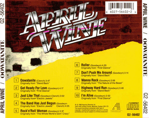 April Wine - Oowatanite (CD) | Excellent (EX) Excellent (EX)-The Happy Cap