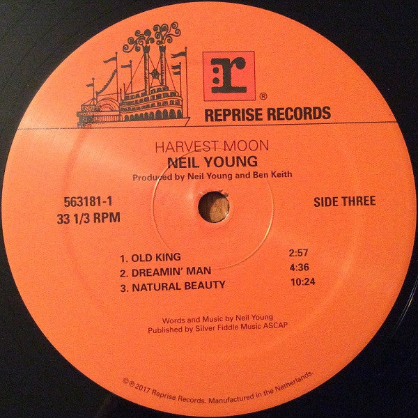 Neil Young Harvest Moon Reprise Records LP + LP, S/Sided, Etch + Album, RSD, RE Mint (M) Mint (M)-The Happy Cap