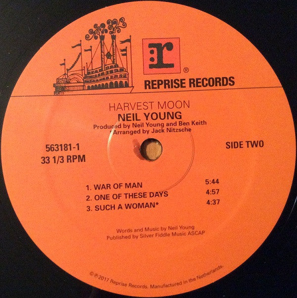Neil Young Harvest Moon Reprise Records LP + LP, S/Sided, Etch + Album, RSD, RE Mint (M) Mint (M)-The Happy Cap