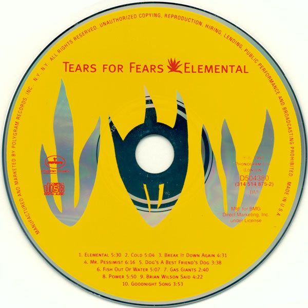 Tears For Fears - Elemental (CD) | Near Mint (NM) Near Mint (NM)-The Happy Cap