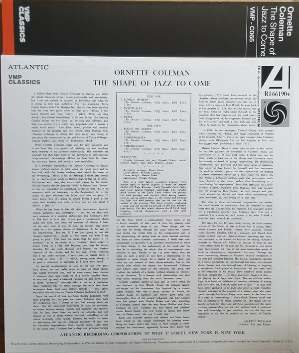 Ornette Coleman - The Shape Of Jazz To Come (VMP VINYL) | Mint (M) Mint (M)-The Happy Cap