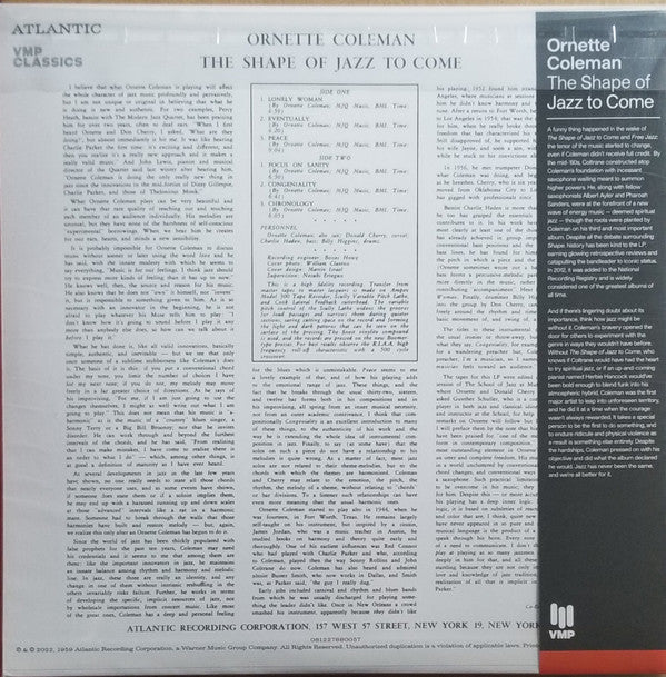 Ornette Coleman - The Shape Of Jazz To Come (VMP VINYL) | Mint (M) Mint (M)-The Happy Cap