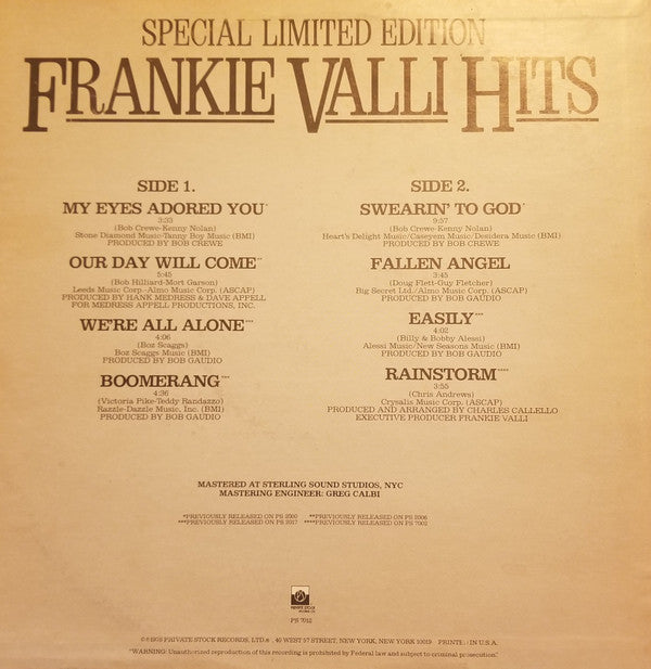 Frankie Valli Hits | Mint (M) Mint (M)-The Happy Cap