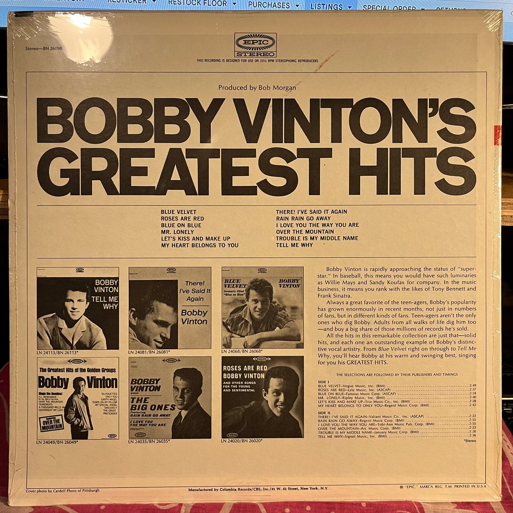 Bobby Vinton's Greatest Hits | Mint (M) Mint (M)-The Happy Cap