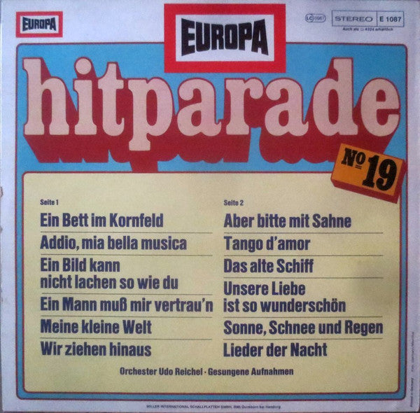 Orchester Udo Reichel - Europa Hitparade 19 | Excellent (EX) Near Mint (NM)-The Happy Cap