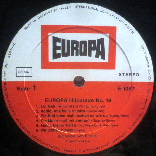 Orchester Udo Reichel - Europa Hitparade 19 | Excellent (EX) Near Mint (NM)-The Happy Cap