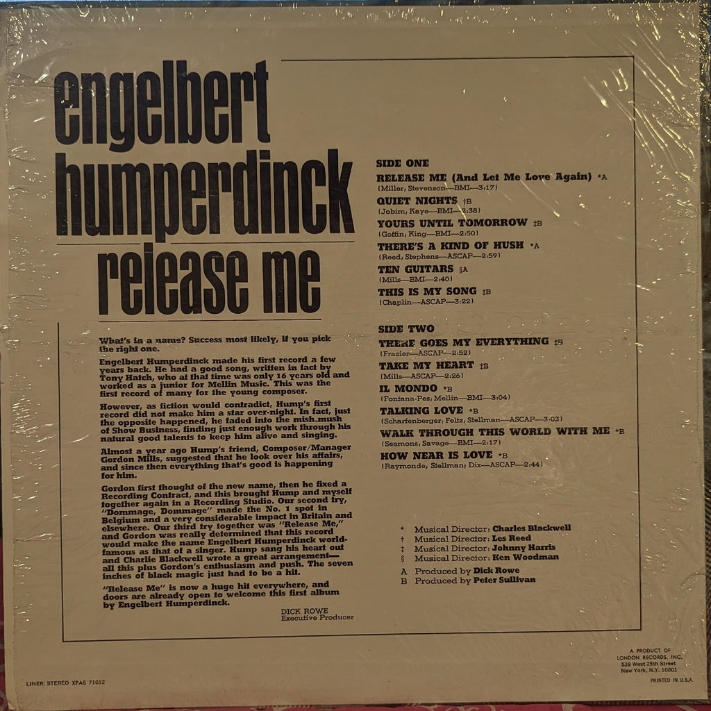 Engelbert Humperdinck - Release Me | Near Mint (NM) Near Mint (NM)-The Happy Cap