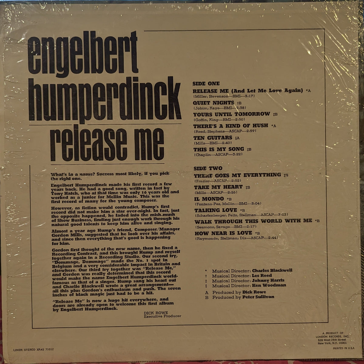 Engelbert Humperdinck - Release Me | Near Mint (NM) Near Mint (NM)-The Happy Cap