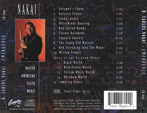 R. Carlos Nakai - Emergence: Songs Of The Rainbow World - Native American Flute Music (CD) | Near Mint (NM) Near Mint (NM)-The Happy Cap