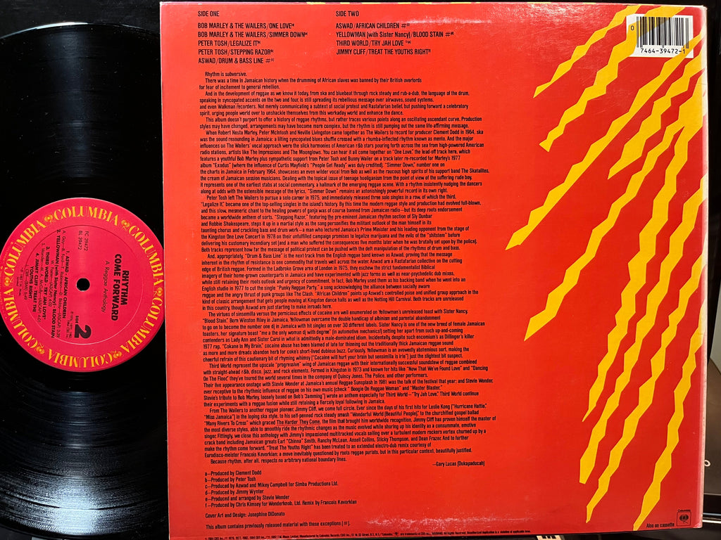 Various - Rhythm Come Forward (A Reggae Anthology)(VINYL LP COLUMBIA FC 39472 1984) | Near Mint (NM or M-) Excellent+ (EX+)-The Happy Cap
