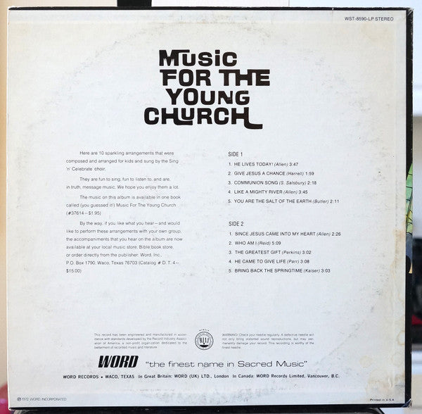 Sing N' Celebrate Choir - Music For The Young Church (VINYL) | Excellent+ (EX+) Near Mint (NM)-The Happy Cap