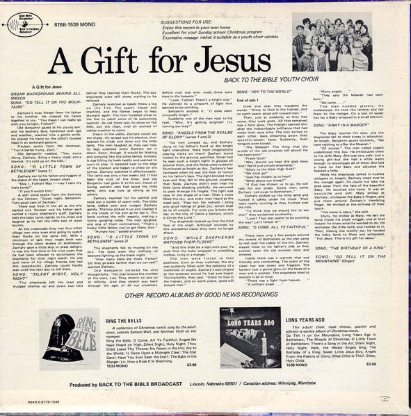 Back To The Bible Youth Choir - A Gift For Jesus (VINYL) | Near Mint (NM) Near Mint (NM)-The Happy Cap