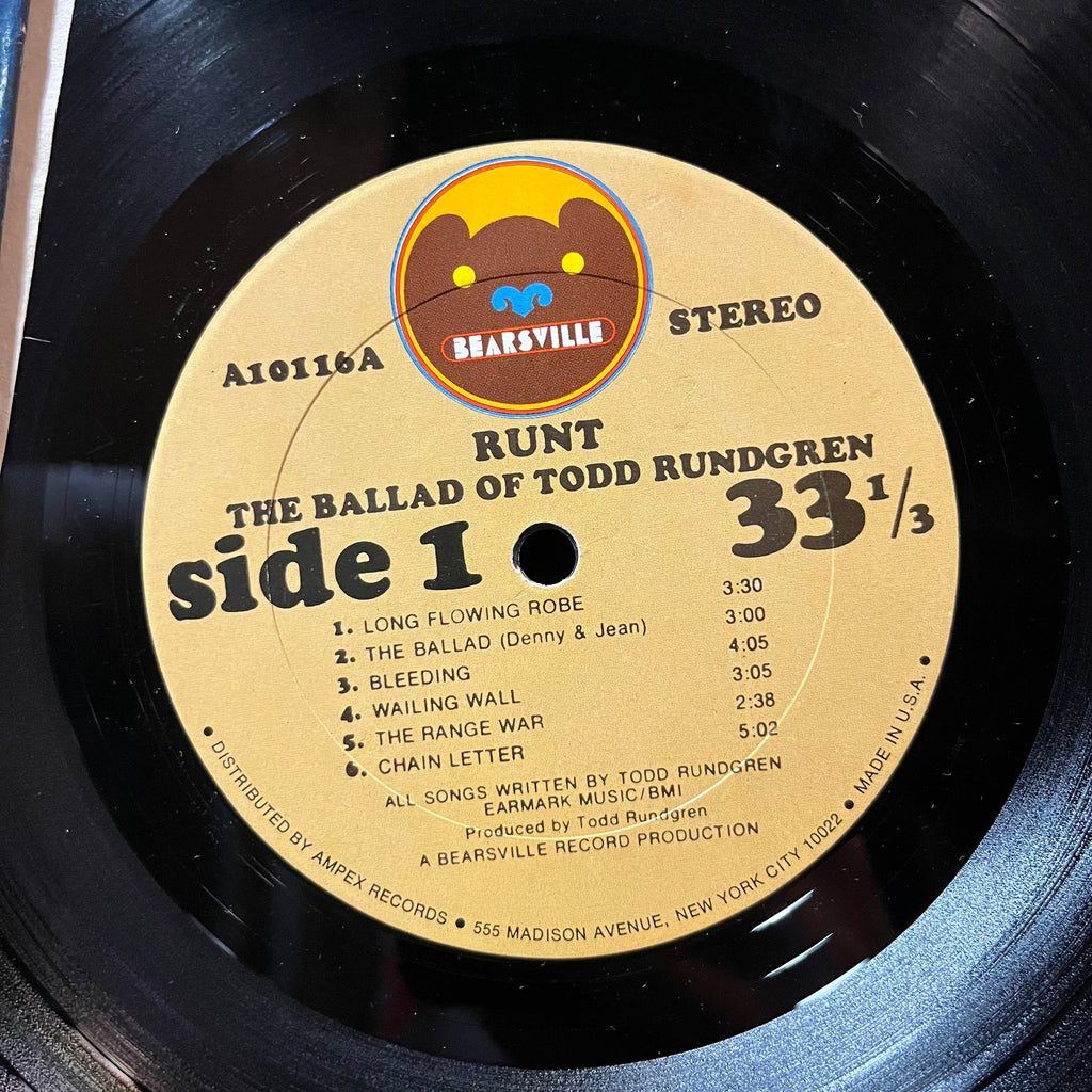 Runt - Runt. The Ballad Of Todd Rundgren (VINYL LP BEARSVILLE A10116 1971) | Excellent+ (EX+) Very Good (VG)-The Happy Cap