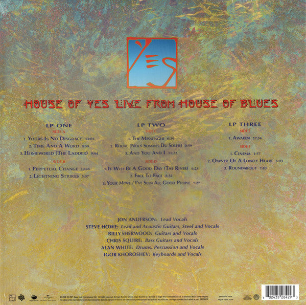 Yes - House Of Yes: Live From The House Of Blues (3xCOLOR VINYL) | Mint (M) Mint (M)-The Happy Cap