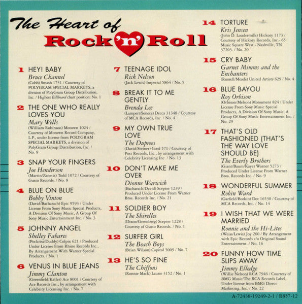 Various - The Heart Of Rock 'N' Roll - 1962-1963 *CD* | Mint (M) Mint (M)-The Happy Cap
