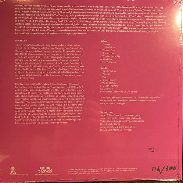 Sunset Love - Sunset Love (VINYL) | Mint (M) Mint (M)-The Happy Cap
