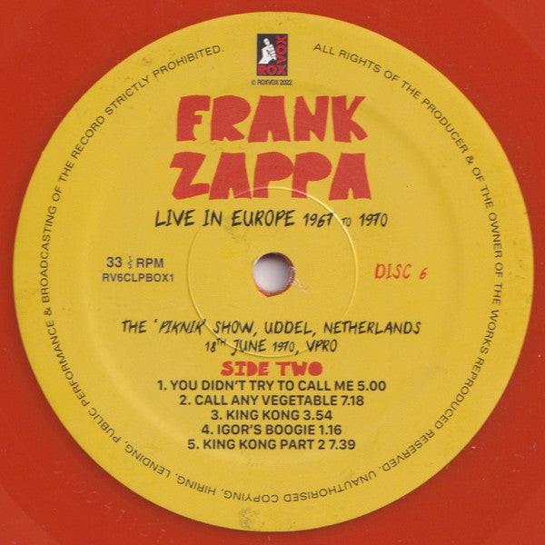 Frank Zappa - Live In Europe 1967 To 1970 (6XLP BOX* | Mint (M) Mint (M)-The Happy Cap