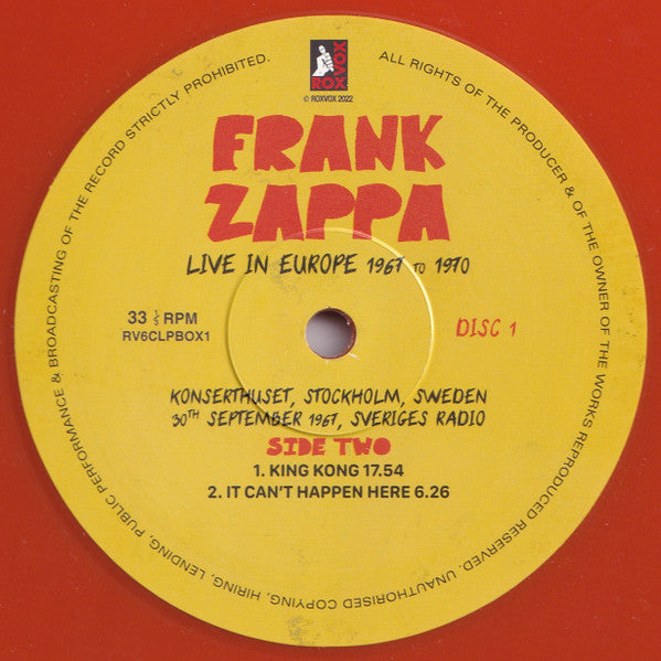 Frank Zappa - Live In Europe 1967 To 1970 (6XLP BOX* | Mint (M) Mint (M)-The Happy Cap