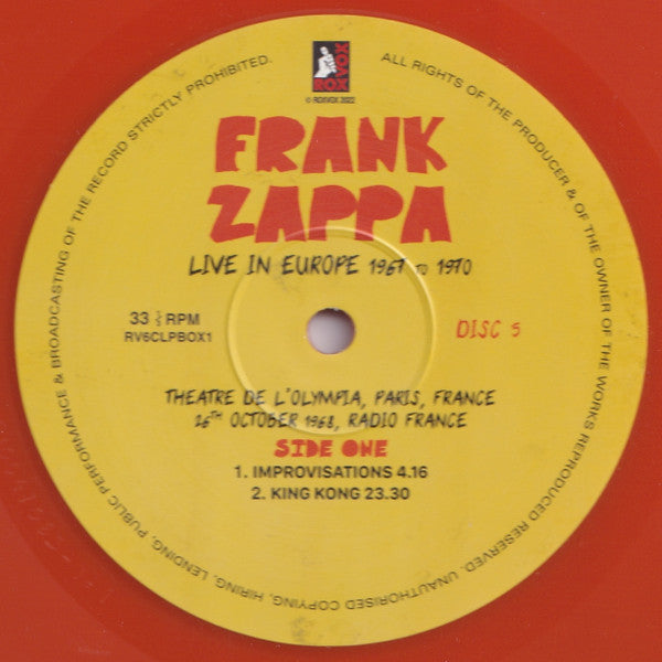 Frank Zappa - Live In Europe 1967 To 1970 (6XLP BOX* | Mint (M) Mint (M)-The Happy Cap