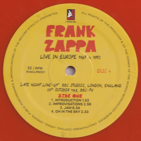 Frank Zappa - Live In Europe 1967 To 1970 (6XLP BOX* | Mint (M) Mint (M)-The Happy Cap
