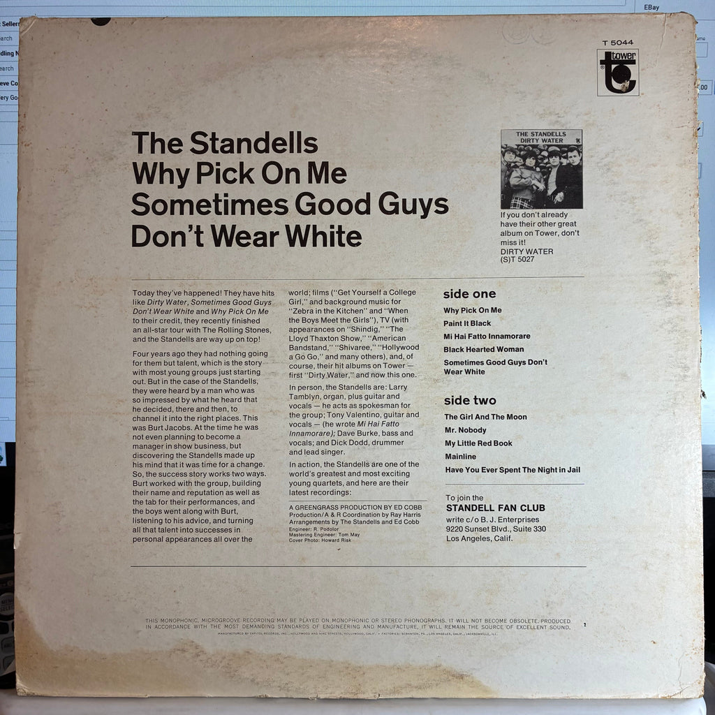 The Standells - Why Pick On Me - Sometimes Good Guys Don't Wear White (VINYL) |-The Happy Cap