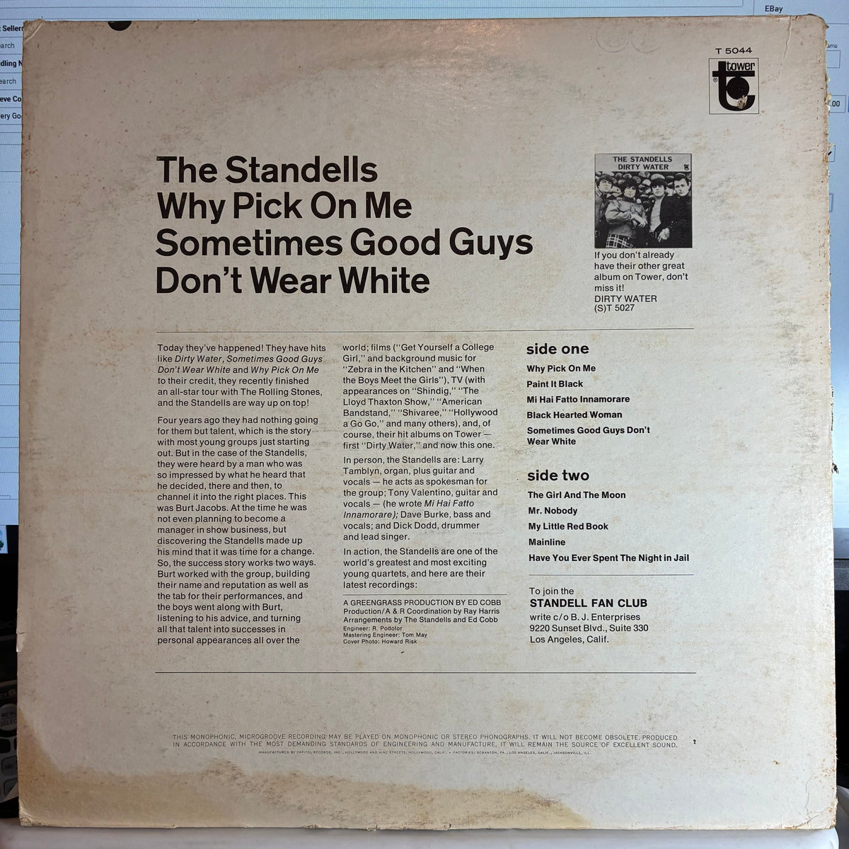 The Standells - Why Pick On Me - Sometimes Good Guys Don't Wear White (VINYL) |-The Happy Cap
