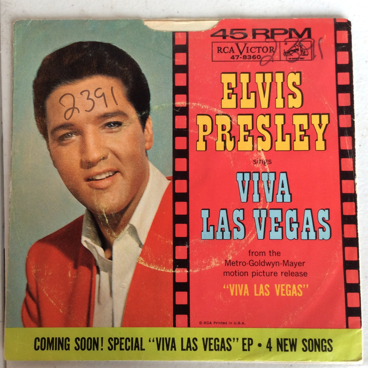 Elvis Presley - Viva Las Vegas / What'd I Say (7" VINYL) | Near Mint- (NM-) Very Good Plus (VG+)-The Happy Cap