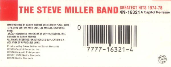 Steve Miller Band - Greatest Hits 1974-78 *CASSETTE* | Near Mint (NM) Near Mint (NM)-The Happy Cap