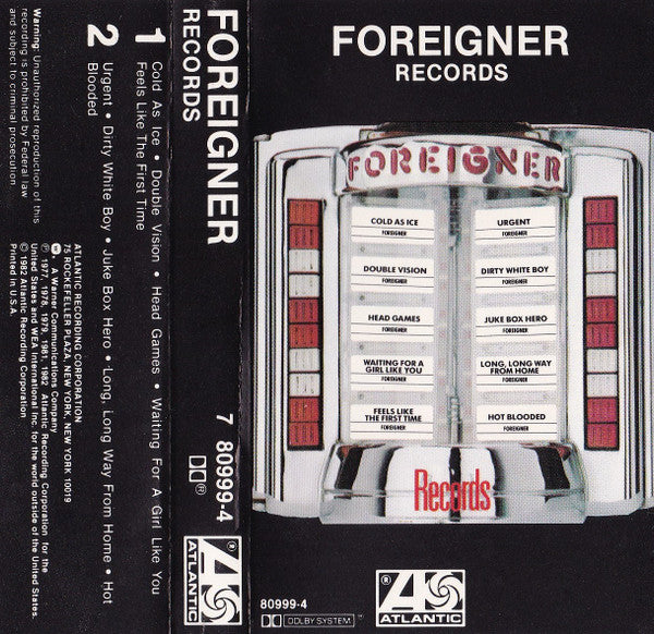 Foreigner - Records *CASSETTE* | Near Mint (NM) Near Mint (NM)-The Happy Cap