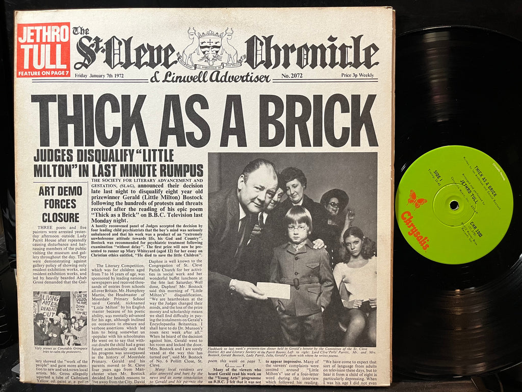Jethro Tull - Thick As A Brick (VINYL LP CHRYSALIS CHR 1003 1972) | Near Mint (NM or M-) Near Mint (NM)-The Happy Cap