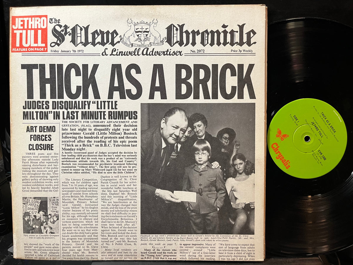 Jethro Tull - Thick As A Brick (VINYL LP CHRYSALIS CHR 1003 1972) | Near Mint (NM or M-) Near Mint (NM)-The Happy Cap