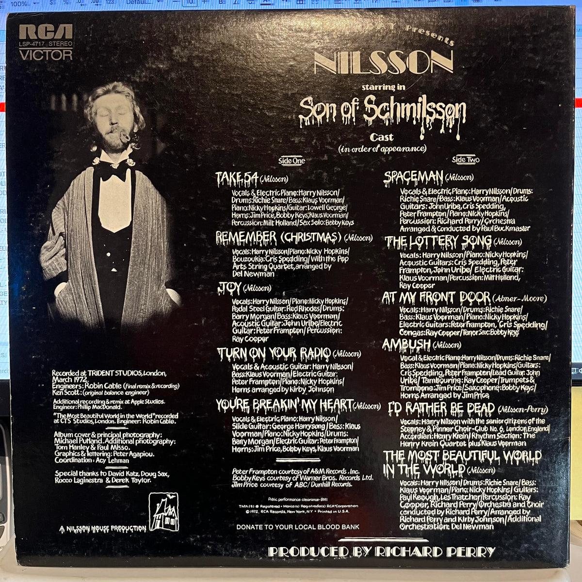 Harry Nilsson - Son Of Schmilsson *INDIANAPOLIS* | Near Mint (NM) Excellent (EX)-The Happy Cap