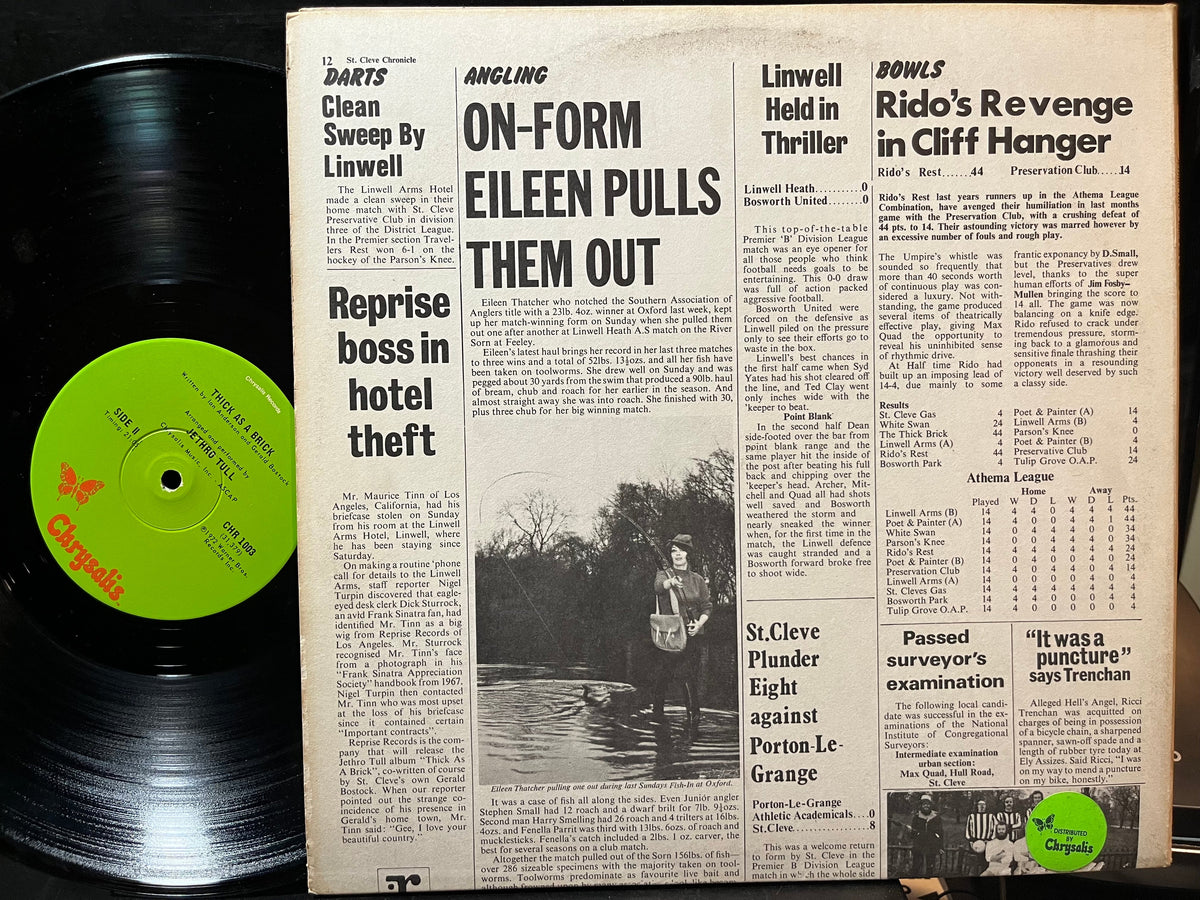 Jethro Tull - Thick As A Brick (VINYL LP CHRYSALIS CHR 1003 1972) | Near Mint (NM or M-) Near Mint (NM)-The Happy Cap