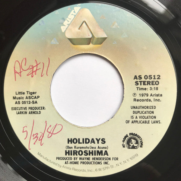 Hiroshima (3) - Holidays *45RPM* | Near Mint (NM) Generic-The Happy Cap