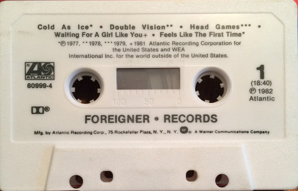 Foreigner - Records *CASSETTE* | Near Mint (NM) Near Mint (NM)-The Happy Cap