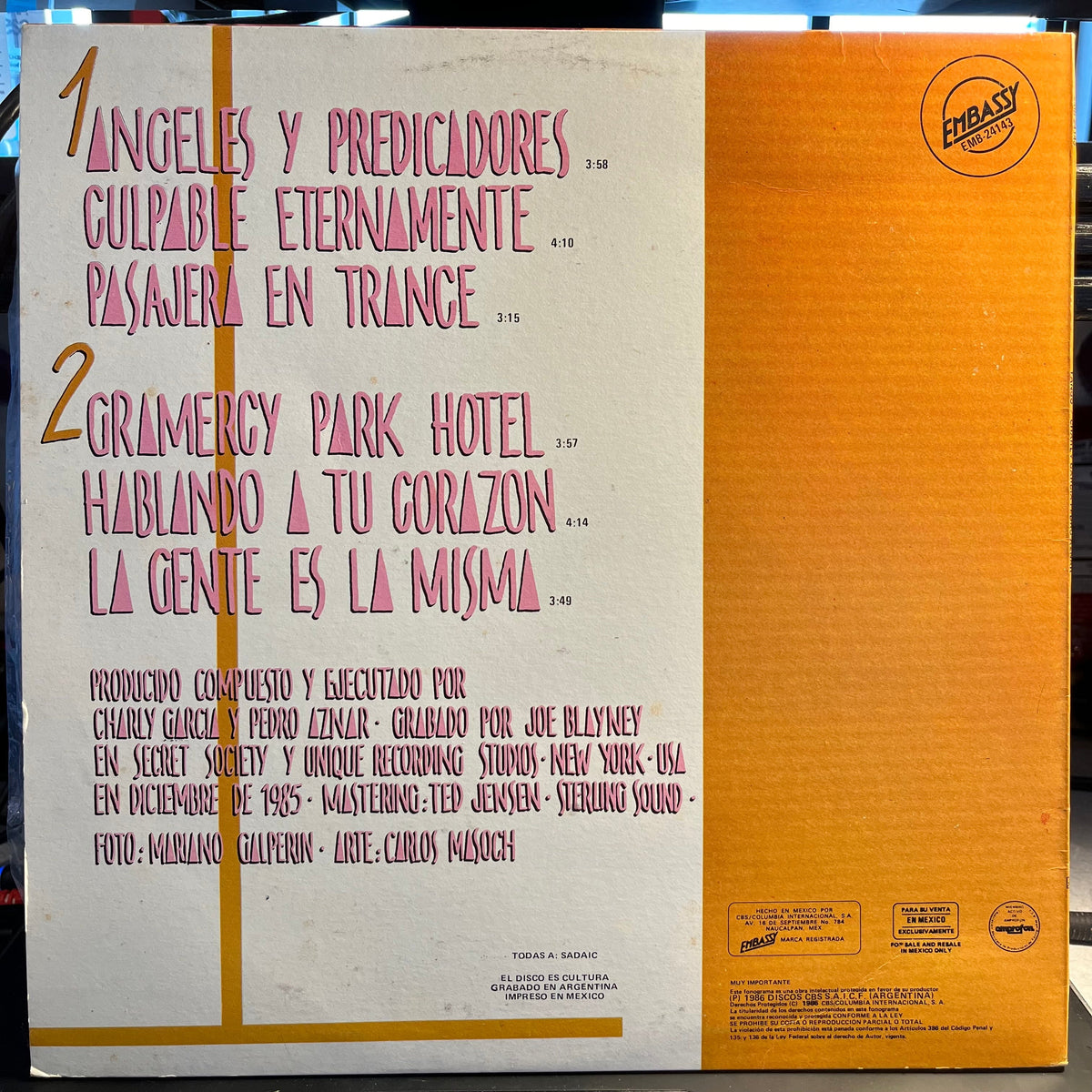 Charly Garcia - Pedro Aznar - Tango | Near Mint (NM) Very Good Plus (VG+)-The Happy Cap