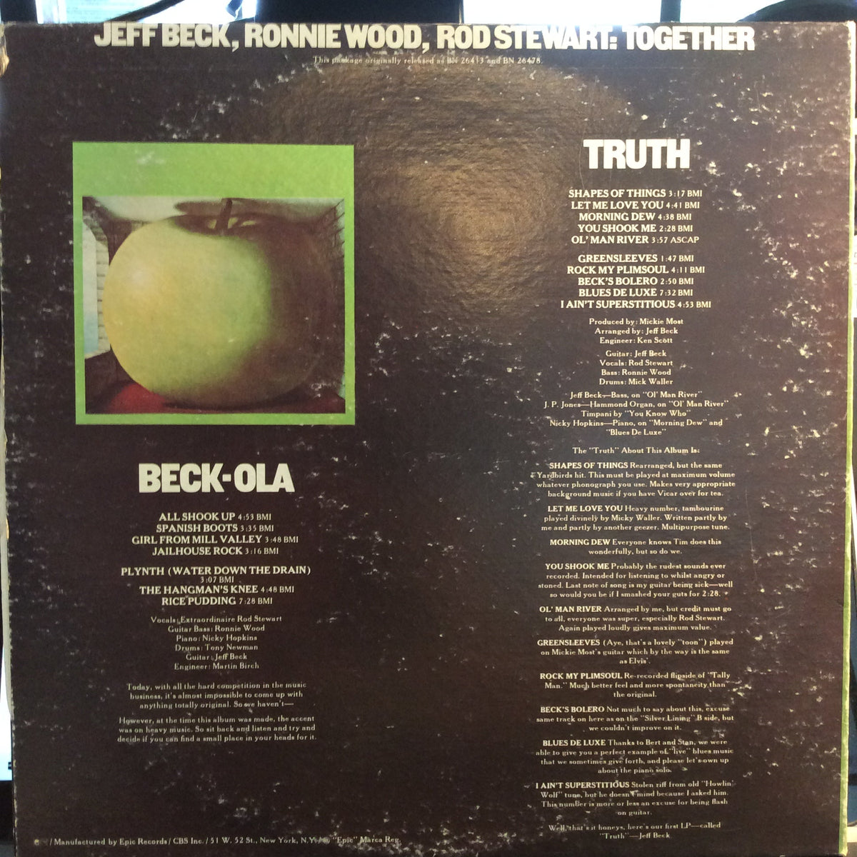 Jeff Beck - Truth/Beck-Ola (2xVINYL) | Very Good Plus (VG+)-The Happy Cap