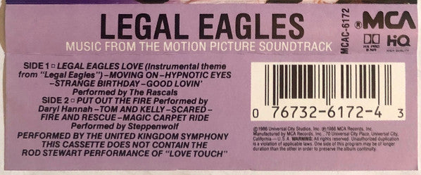 Legal Eagles (Music From The Motion Picture Soundtrack) (CASSETTE) | Mint (M) Mint (M)-The Happy Cap