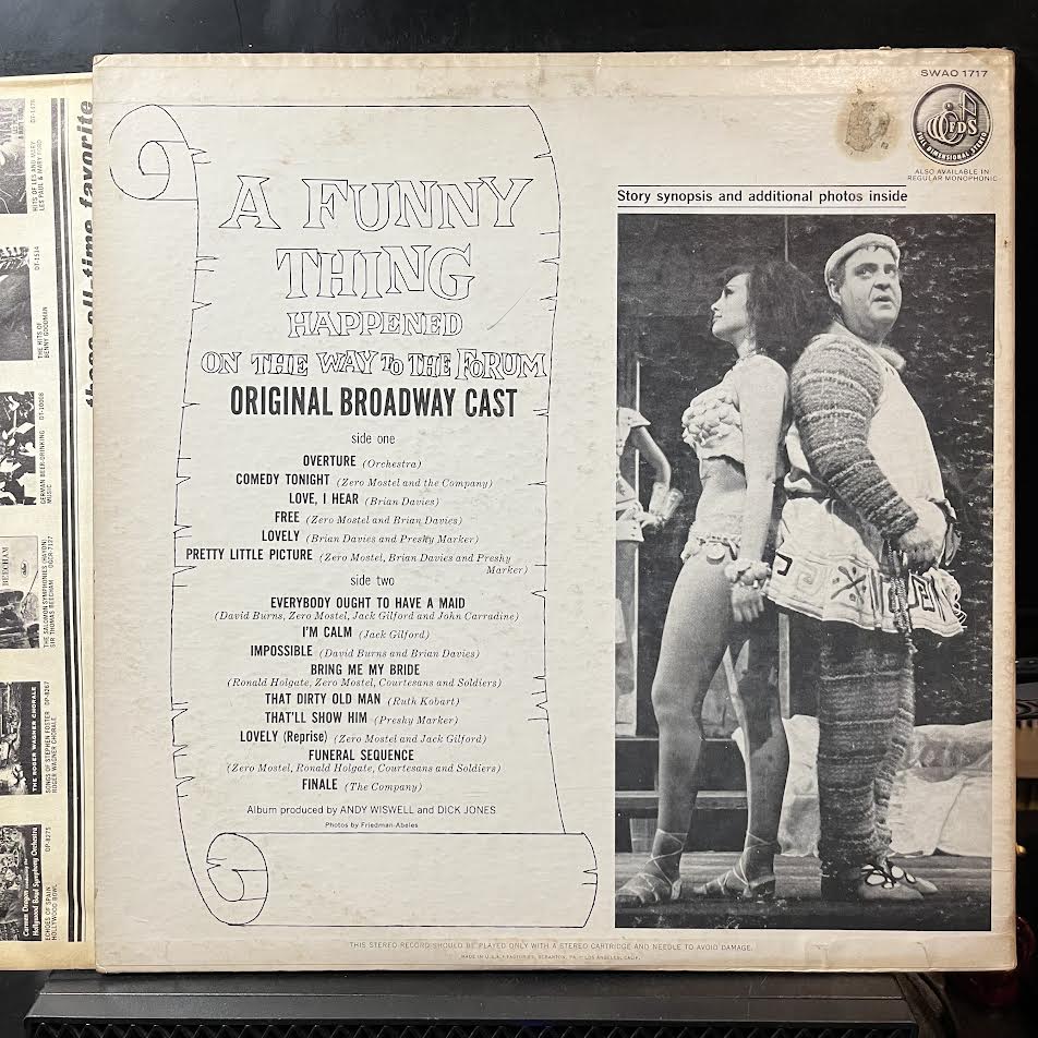 "A Funny Thing Happened On The Way To The Forum" O - A Funny Thing Happened On The Way To The Forum (VINYL) | Excellent+ (EX+) Excellent (EX)-The Happy Cap