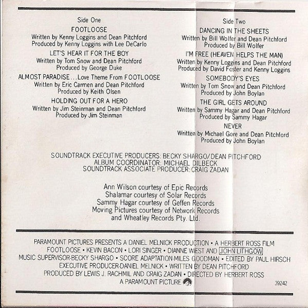 Various - Footloose (Original Motion Picture Soundtrack) *CASSETTE* | Near Mint (NM) Near Mint (NM)-The Happy Cap