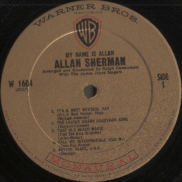 Allan Sherman - My Name Is Allan: Allan Sherman Sings Great Movie Hits & Songs From The Cutting Room Floor (VINYL) | Mint (M) Near Mint (NM)-The Happy Cap