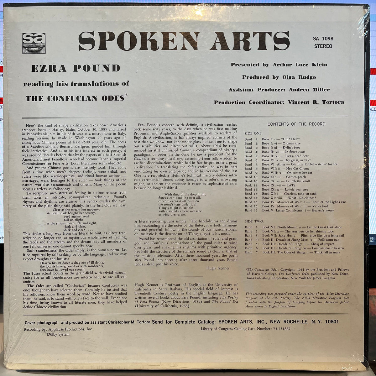 Ezra Pound Reading His Translations Of The Confucian Odes | Mint (M) Near Mint (NM)-The Happy Cap