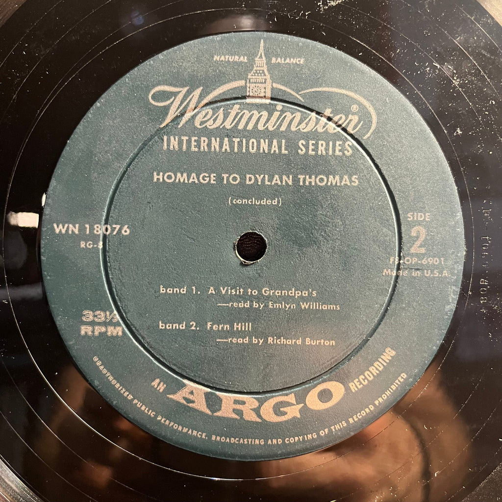 Dylan Thomas - Homage To Dylan Thomas | Excellent (EX) Very Good (VG)-The Happy Cap