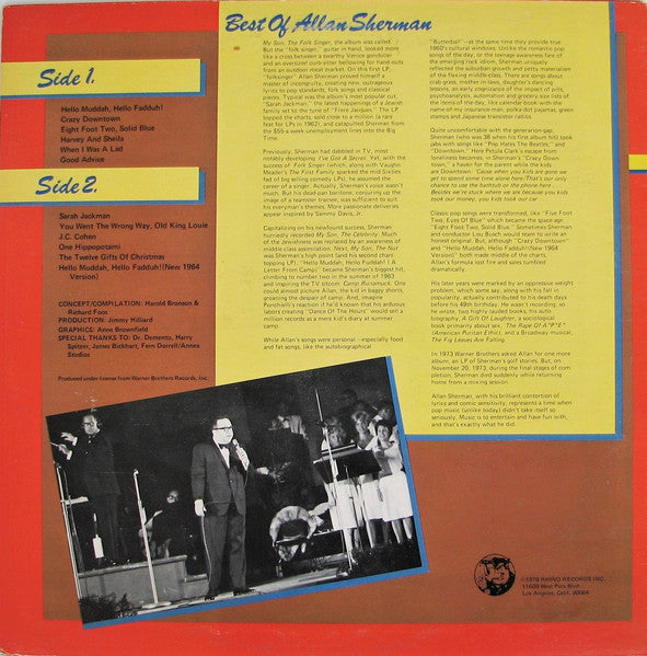 Allan Sherman - The Best Of Allan Sherman (VINYL) | Near Mint (NM) Near Mint (NM)-The Happy Cap