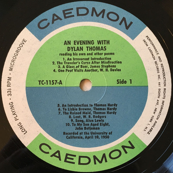 Dylan Thomas - An Evening With Dylan Thomas Reading His Own And Other Poems | Near Mint (NM) Excellent (EX)-The Happy Cap
