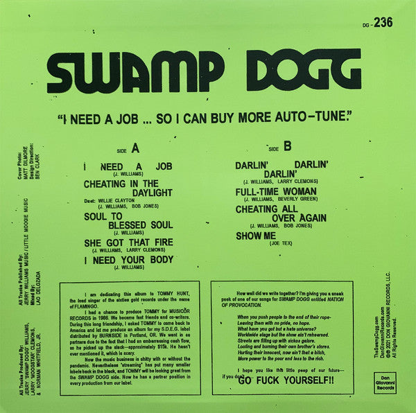 Swamp Dogg - I Need A Job ... So I Can Buy More Auto-Tune | Mint (M) Mint (M)-The Happy Cap