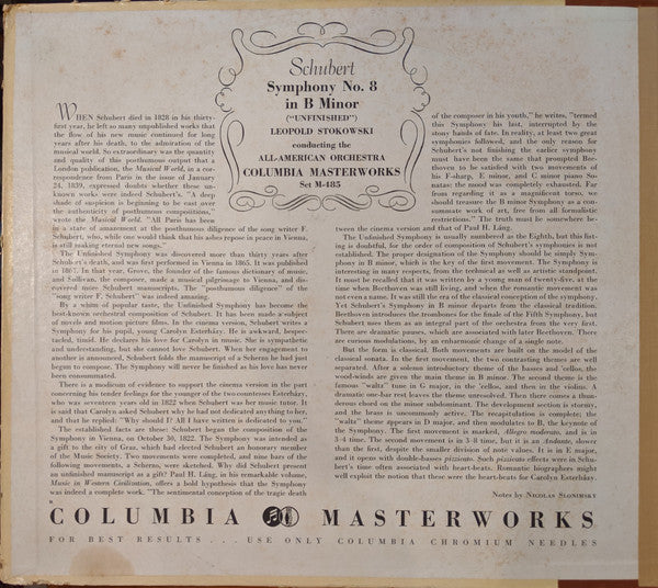 Franz Schubert - Symphony No. 8 In B Minor ('Unfinished') | Very Good Plus (VG+) Very Good Plus (VG+)-The Happy Cap