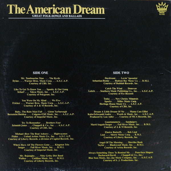Various - The American Dream - Great Folk Songs And Ballads | Near Mint (NM) Very Good Plus (VG+)-The Happy Cap