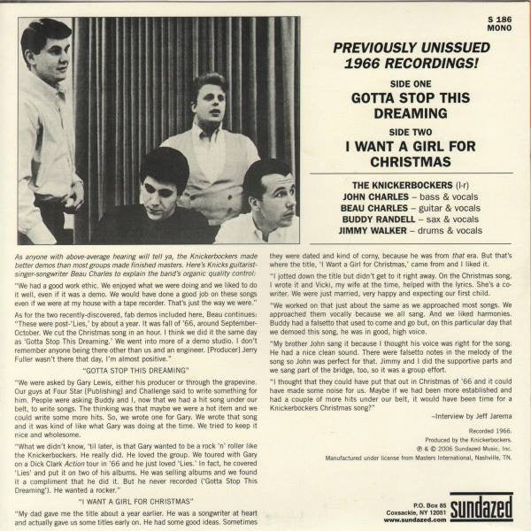 The Knickerbockers - Gotta Stop This Dreaming / I Want A Girl For Christmas (7" VINYL) | Mint (M) Mint (M)-The Happy Cap