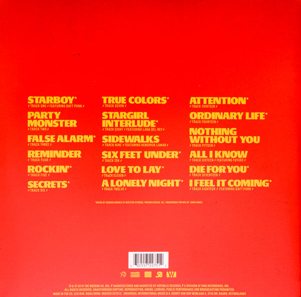 The Weeknd - Starboy (2x Red Translucent Vinyl) | Mint (M) Mint (M)-The Happy Cap
